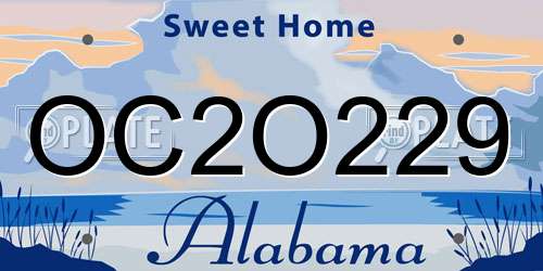OC2O229 Alabama License Plate