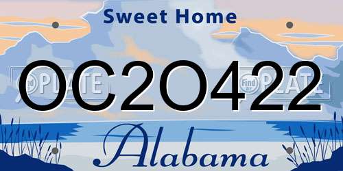 OC2O422 Alabama License Plate