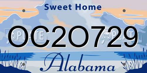 OC2O729 Alabama License Plate