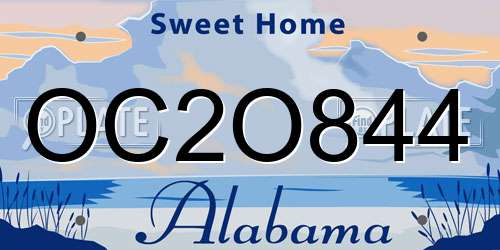 OC2O844 Alabama License Plate