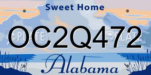 OC2Q472 Alabama License Plate
