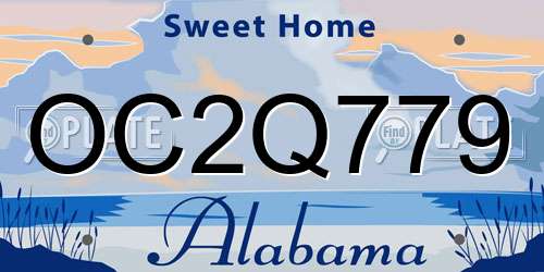 OC2Q779 Alabama License Plate