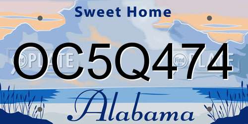 OC5Q474 Alabama License Plate