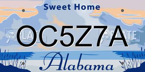 OC5Z7A Alabama License Plate