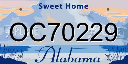 OC70229 Alabama License Plate
