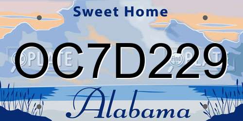OC7D229 Alabama License Plate