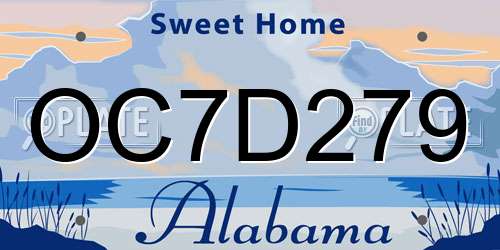 OC7D279 Alabama License Plate