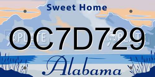 OC7D729 Alabama License Plate