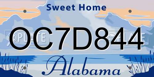 OC7D844 Alabama License Plate