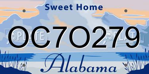 OC7O279 Alabama License Plate