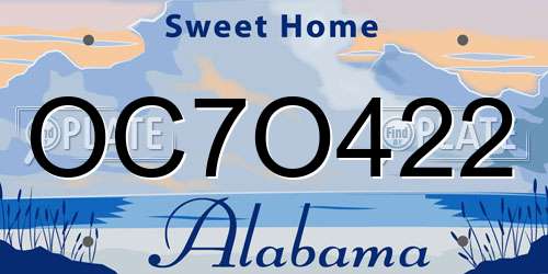 OC7O422 Alabama License Plate