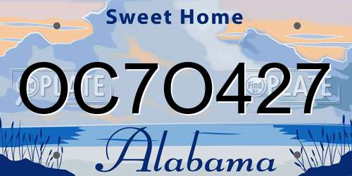 OC7O427 Alabama License Plate