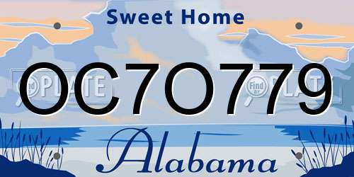 OC7O779 Alabama License Plate