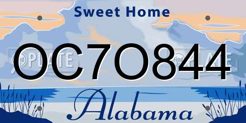OC7O844 Alabama License Plate