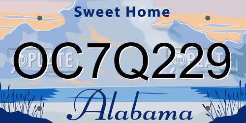 OC7Q229 Alabama License Plate