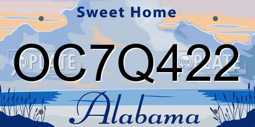 OC7Q422 Alabama License Plate