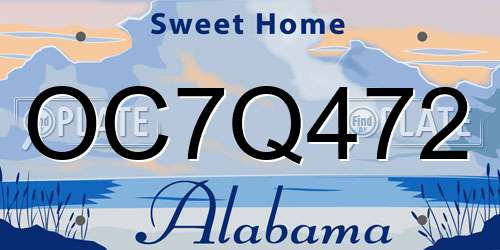 OC7Q472 Alabama License Plate