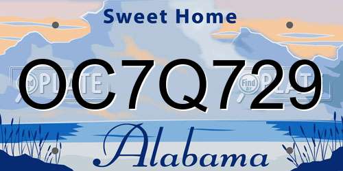 OC7Q729 Alabama License Plate