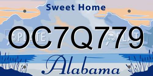 OC7Q779 Alabama License Plate