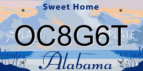 OC8G6T Alabama License Plate