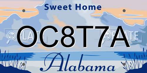 OC8T7A Alabama License Plate