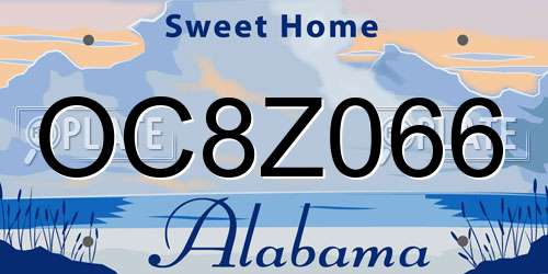 OC8Z066 Alabama License Plate