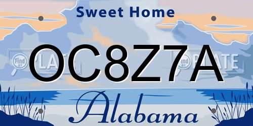 OC8Z7A Alabama License Plate