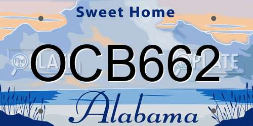 OCB662 Alabama License Plate