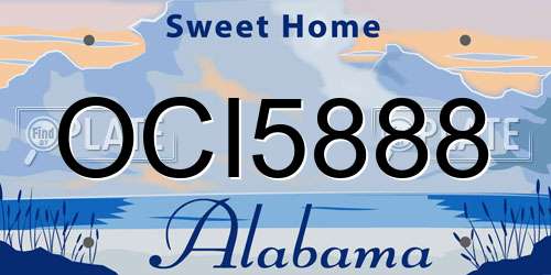 OCI5888 Alabama License Plate