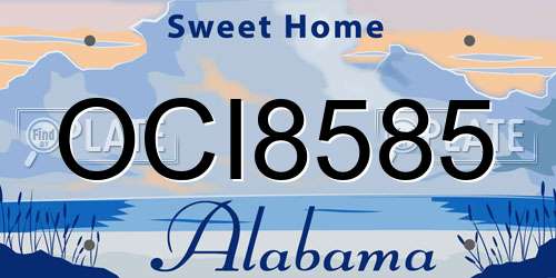 OCI8585 Alabama License Plate