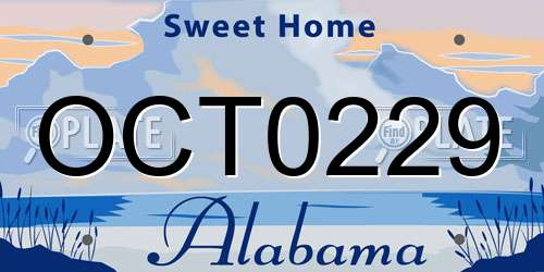 OCT0229 Alabama License Plate