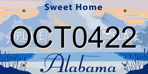 OCT0422 Alabama License Plate