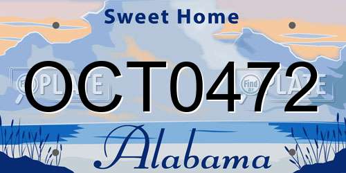 OCT0472 Alabama License Plate