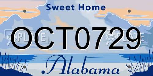 OCT0729 Alabama License Plate
