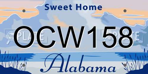 OCW158 Alabama License Plate