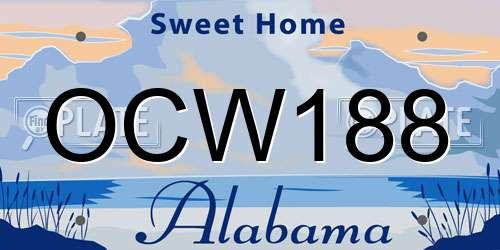 OCW188 Alabama License Plate