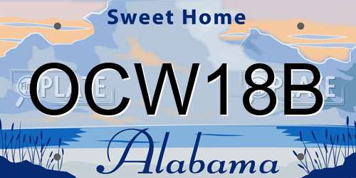 OCW18B Alabama License Plate