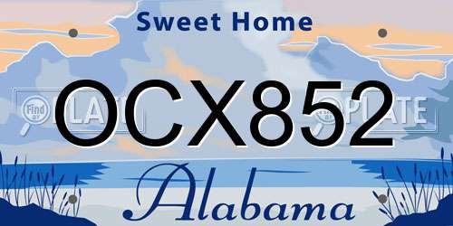 OCX852 Alabama License Plate