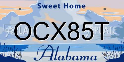 OCX85T Alabama License Plate