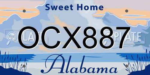 OCX887 Alabama License Plate