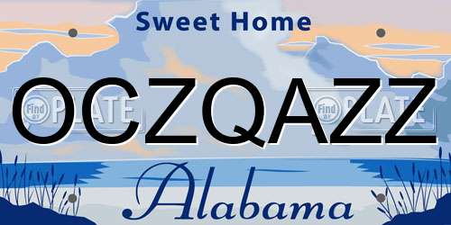 OCZQAZZ Alabama License Plate