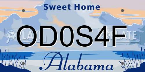 OD0S4F Alabama License Plate