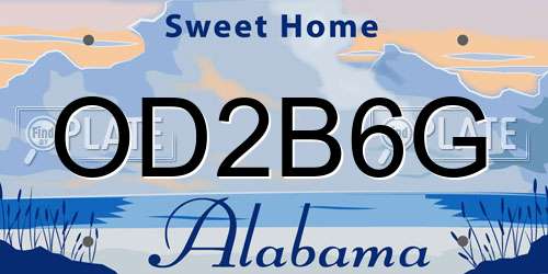 OD2B6G Alabama License Plate