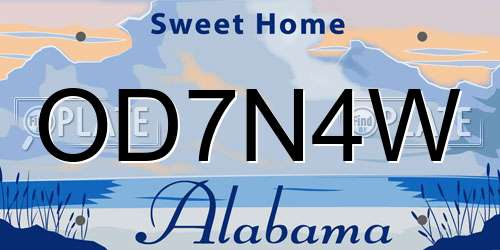 OD7N4W Alabama License Plate