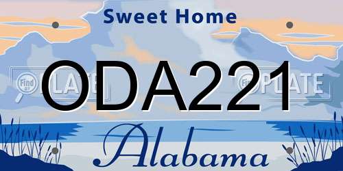 ODA221 Alabama License Plate