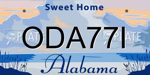 ODA77I Alabama License Plate
