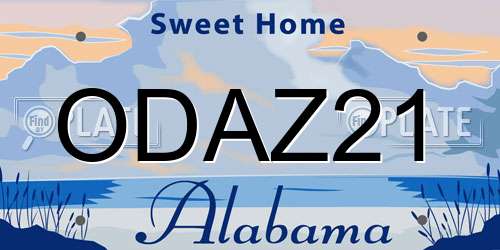ODAZ21 Alabama License Plate