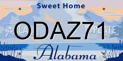 ODAZ71 Alabama License Plate