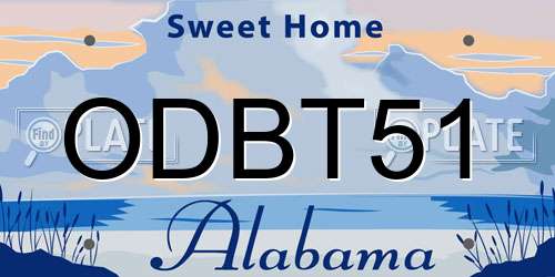 ODBT51 Alabama License Plate