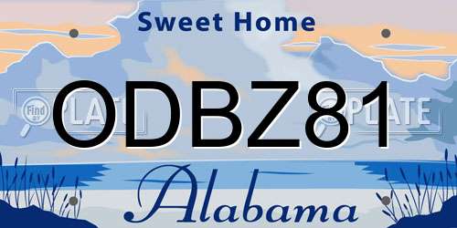 ODBZ81 Alabama License Plate